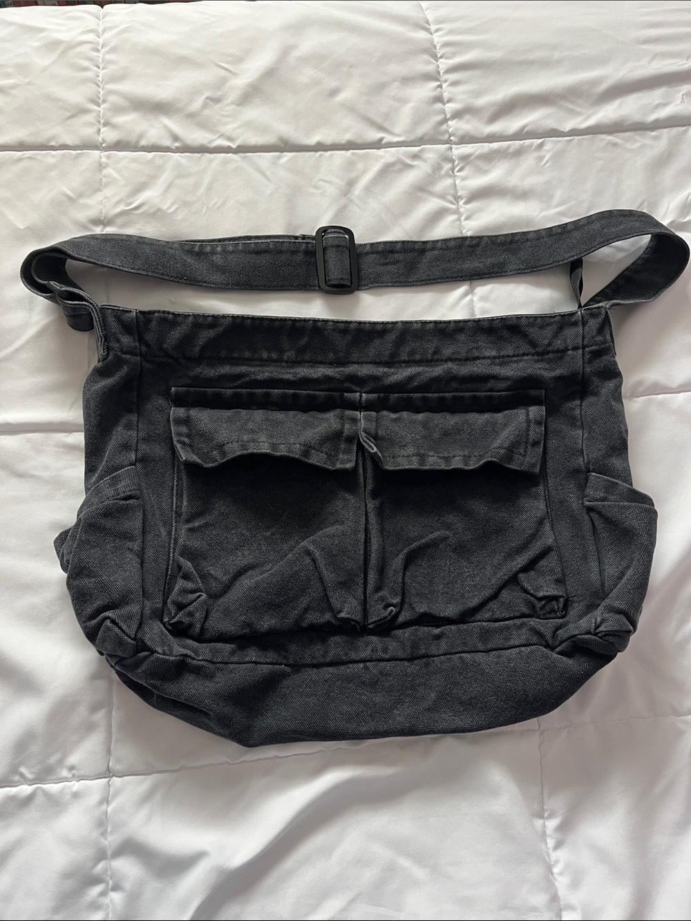 Men's Black Canvas Utility Crossbody Bag